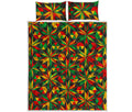 Abstract Geometric Reggae Pattern Print Quilt Bed Set