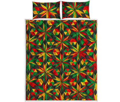 Abstract Geometric Reggae Pattern Print Quilt Bed Set