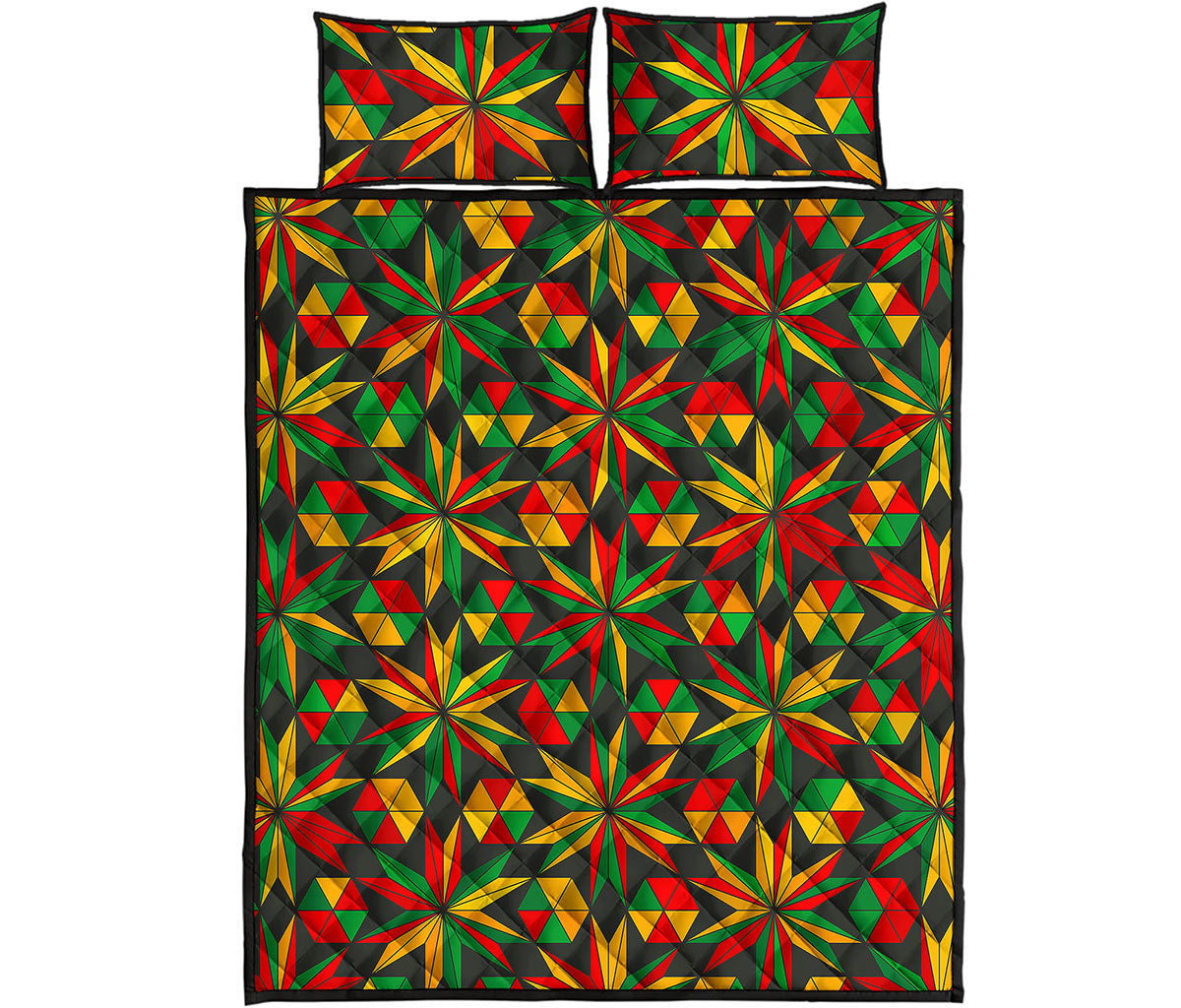 Abstract Geometric Reggae Pattern Print Quilt Bed Set