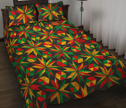 Abstract Geometric Reggae Pattern Print Quilt Bed Set
