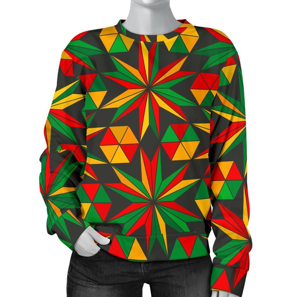 Abstract Geometric Reggae Pattern Print Women's Crewneck Sweatshirt GearFrost