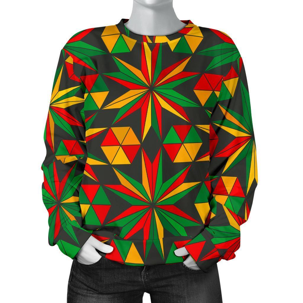 Abstract Geometric Reggae Pattern Print Women's Crewneck Sweatshirt GearFrost