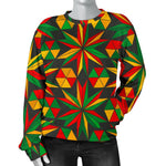 Abstract Geometric Reggae Pattern Print Women's Crewneck Sweatshirt GearFrost