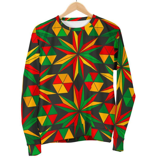Abstract Geometric Reggae Pattern Print Women's Crewneck Sweatshirt GearFrost