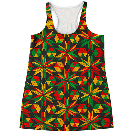 Abstract Geometric Reggae Pattern Print Women's Racerback Tank Top