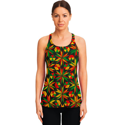 Abstract Geometric Reggae Pattern Print Women's Racerback Tank Top
