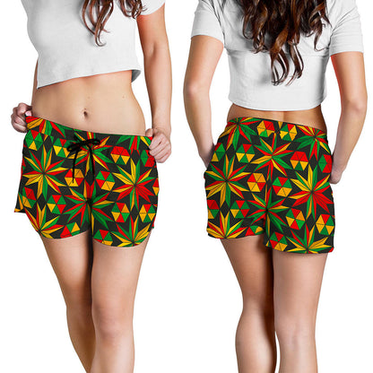 Abstract Geometric Reggae Pattern Print Women's Shorts