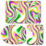 Abstract Holographic Liquid Trippy Print 3 Piece Bath Mat Set