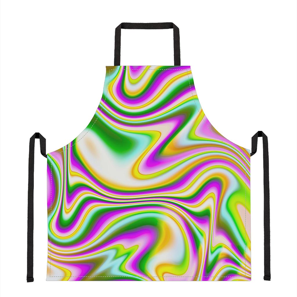 Abstract Holographic Liquid Trippy Print Apron