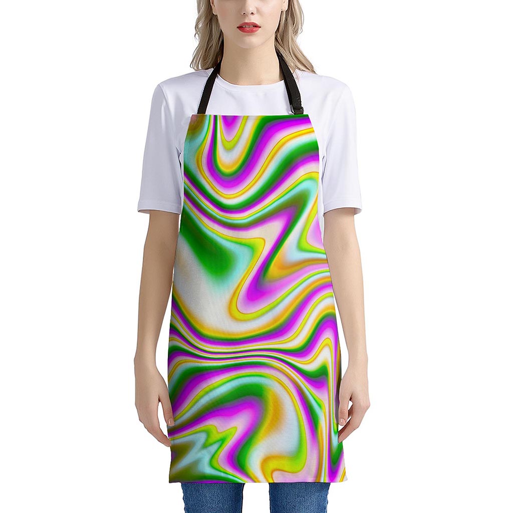 Abstract Holographic Liquid Trippy Print Apron