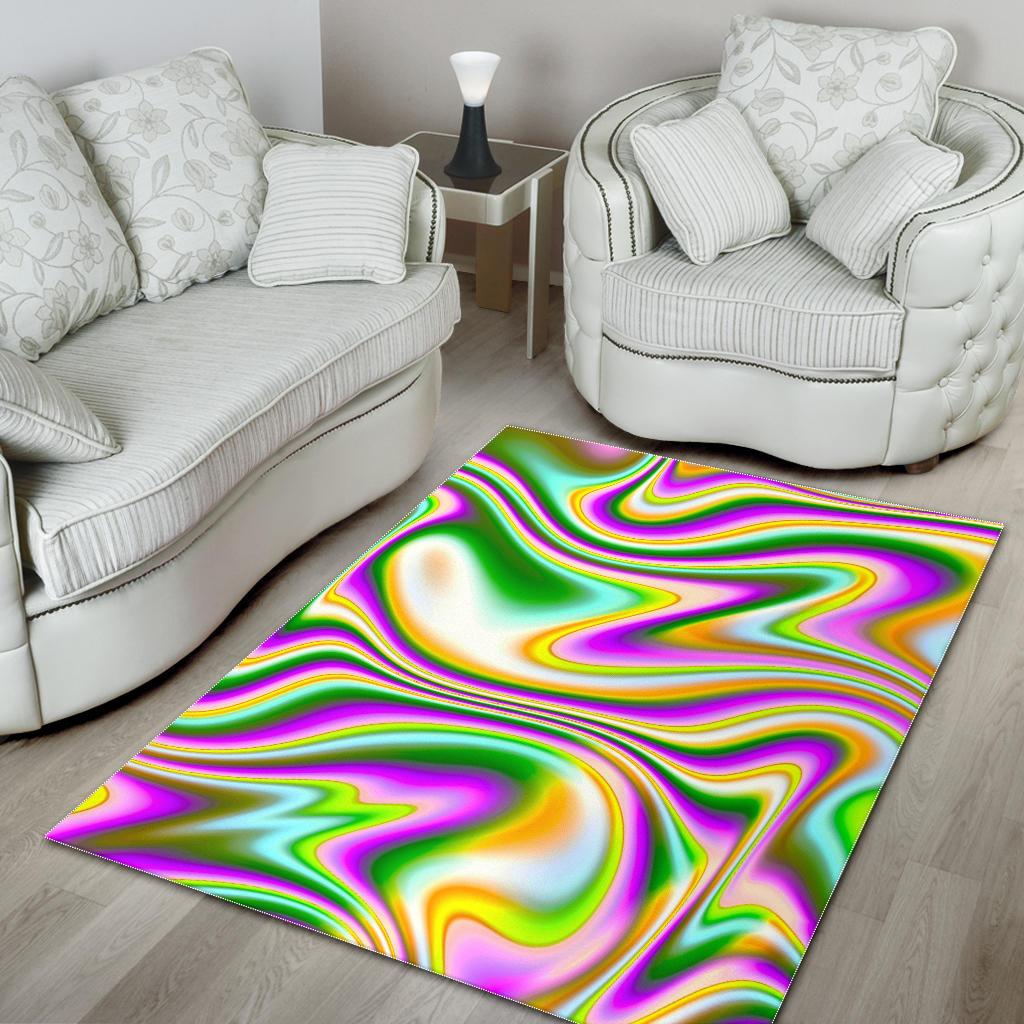 Abstract Holographic Liquid Trippy Print Area Rug GearFrost