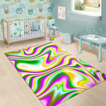 Abstract Holographic Liquid Trippy Print Area Rug GearFrost