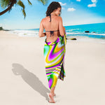 Abstract Holographic Liquid Trippy Print Beach Sarong Wrap