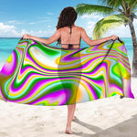 Abstract Holographic Liquid Trippy Print Beach Sarong Wrap
