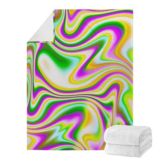 Abstract Holographic Liquid Trippy Print Blanket