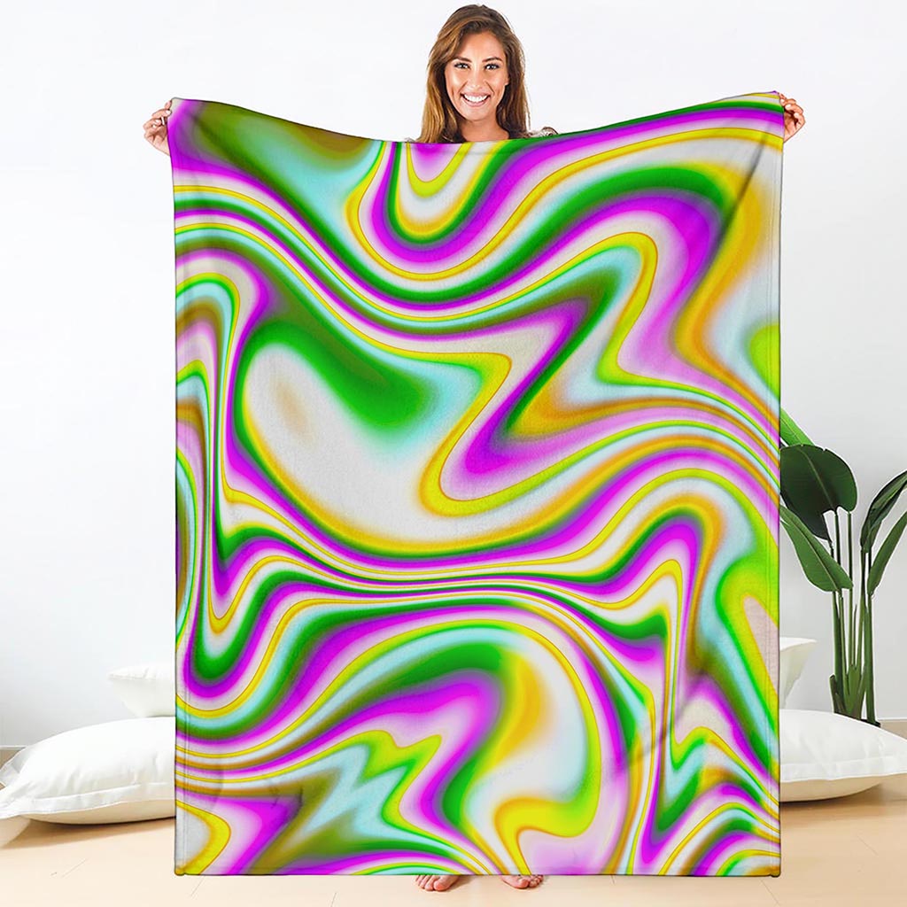 Abstract Holographic Liquid Trippy Print Blanket