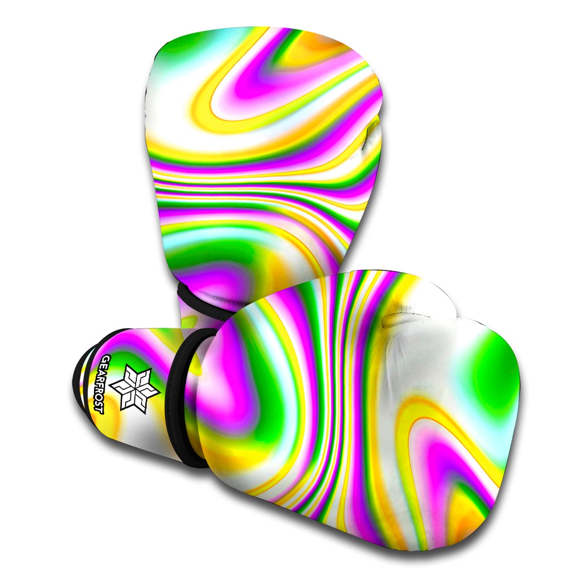 Abstract Holographic Liquid Trippy Print Boxing Gloves