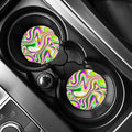 Abstract Holographic Liquid Trippy Print Car Coasters