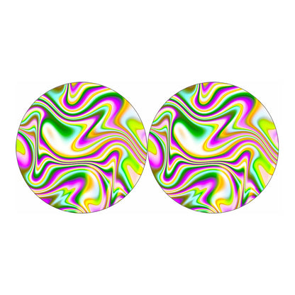 Abstract Holographic Liquid Trippy Print Car Coasters