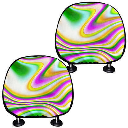 Abstract Holographic Liquid Trippy Print Car Headrest Covers
