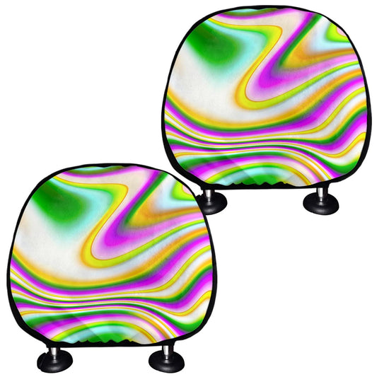 Abstract Holographic Liquid Trippy Print Car Headrest Covers