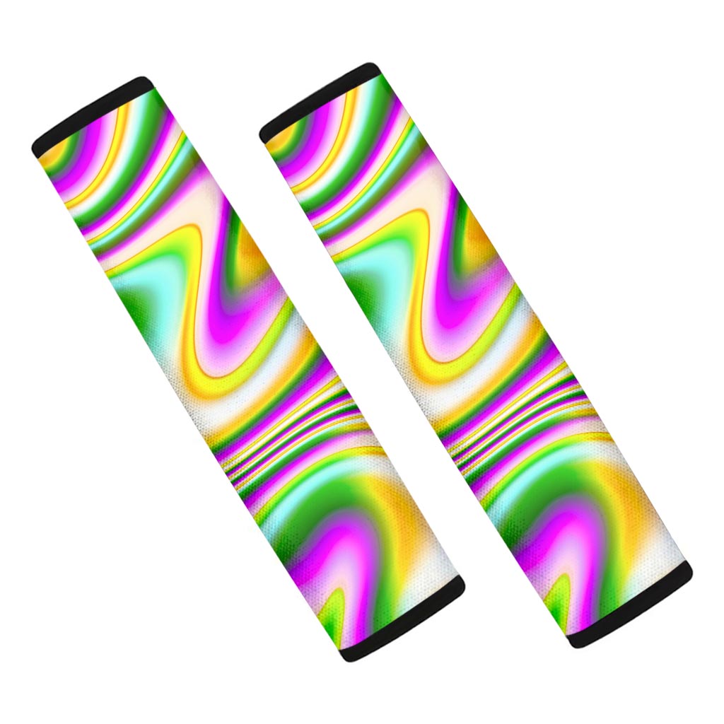 Abstract Holographic Liquid Trippy Print Car Seat Belt Covers