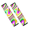 Abstract Holographic Liquid Trippy Print Car Seat Belt Covers