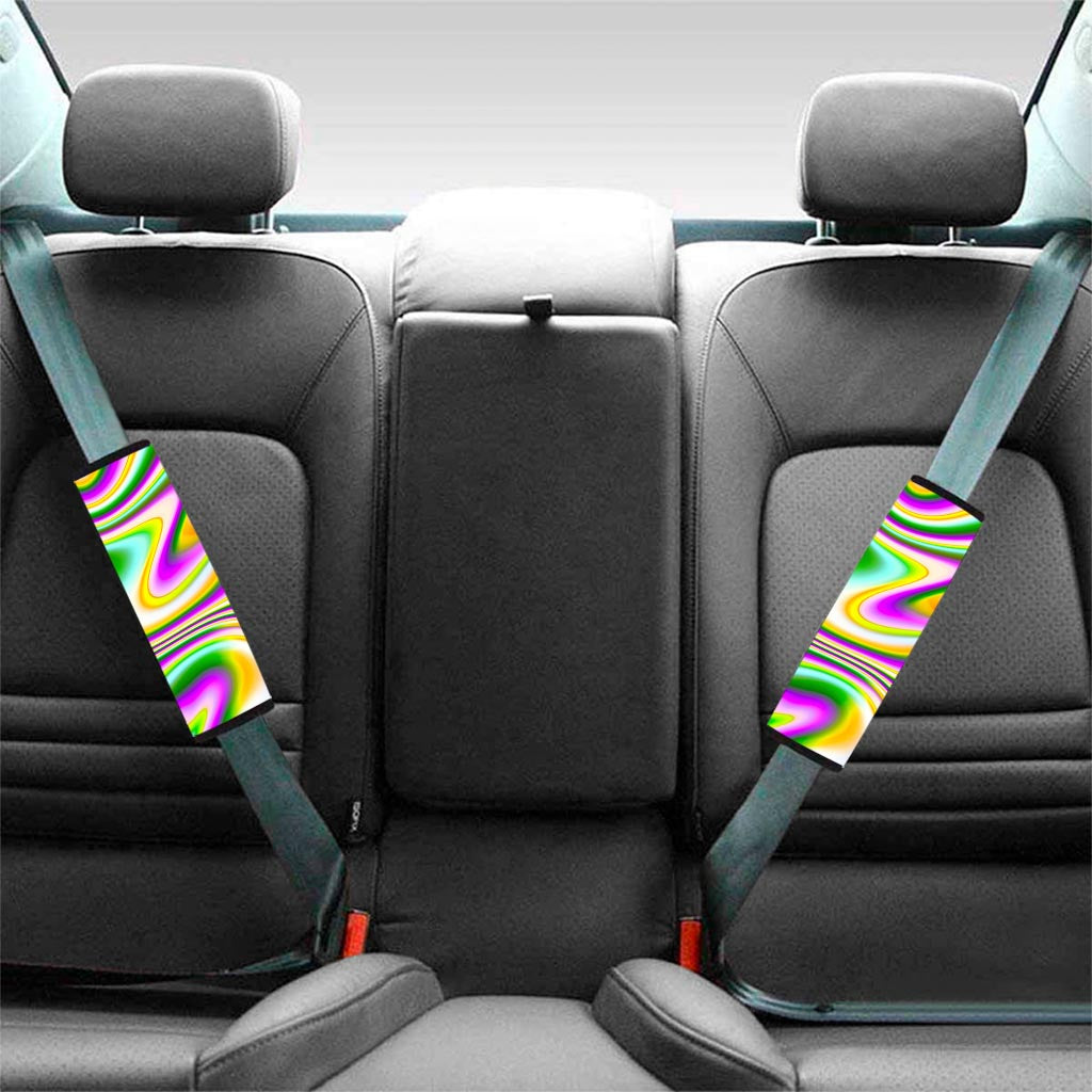 Abstract Holographic Liquid Trippy Print Car Seat Belt Covers