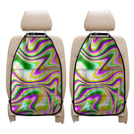 Abstract Holographic Liquid Trippy Print Car Seat Organizers