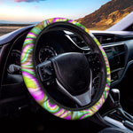 Abstract Holographic Liquid Trippy Print Car Steering Wheel Cover