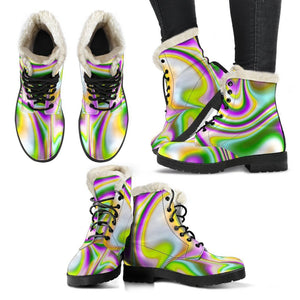 Abstract Holographic Liquid Trippy Print Comfy Boots GearFrost