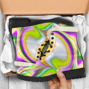 Abstract Holographic Liquid Trippy Print Comfy Boots GearFrost