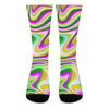 Abstract Holographic Liquid Trippy Print Crew Socks