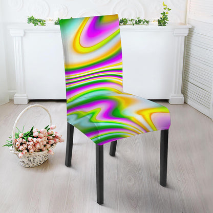 Abstract Holographic Liquid Trippy Print Dining Chair Slipcover
