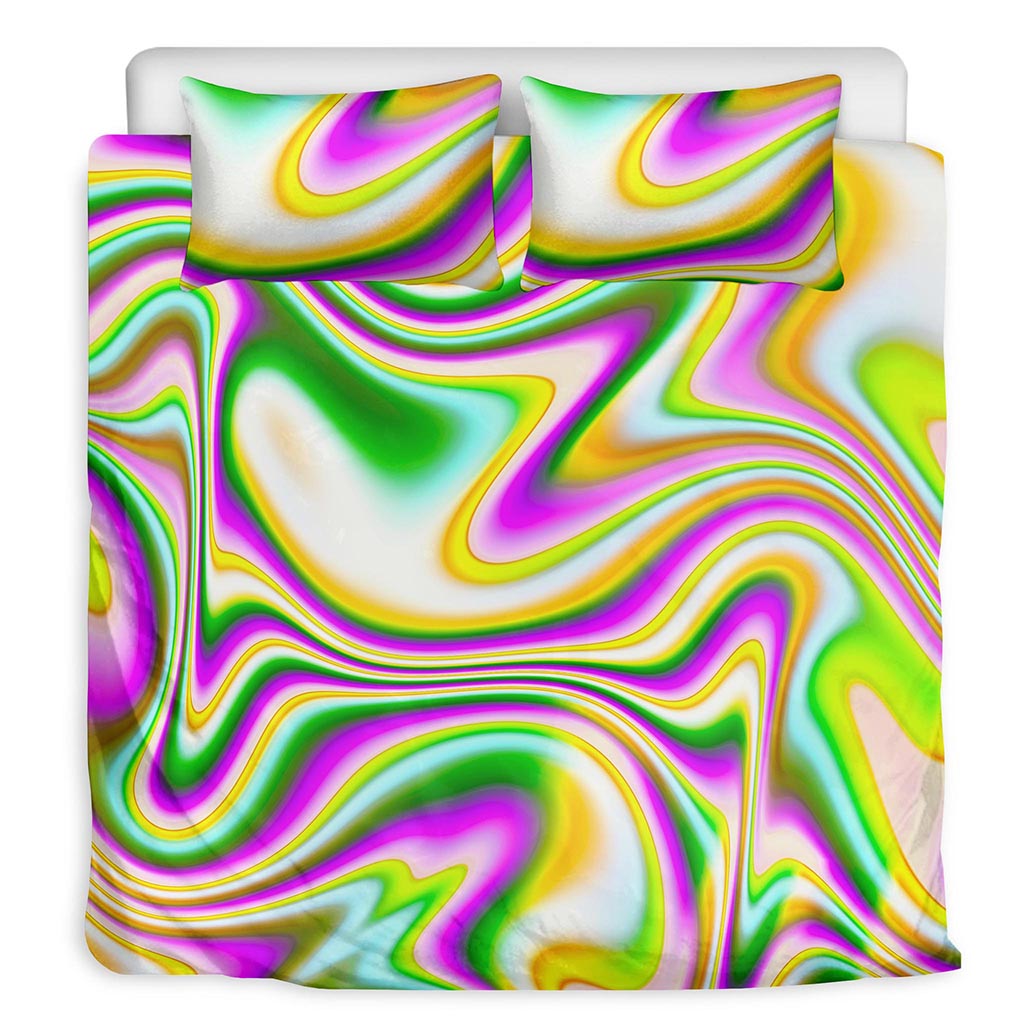 Abstract Holographic Liquid Trippy Print Duvet Cover Bedding Set