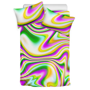 Abstract Holographic Liquid Trippy Print Duvet Cover Bedding Set