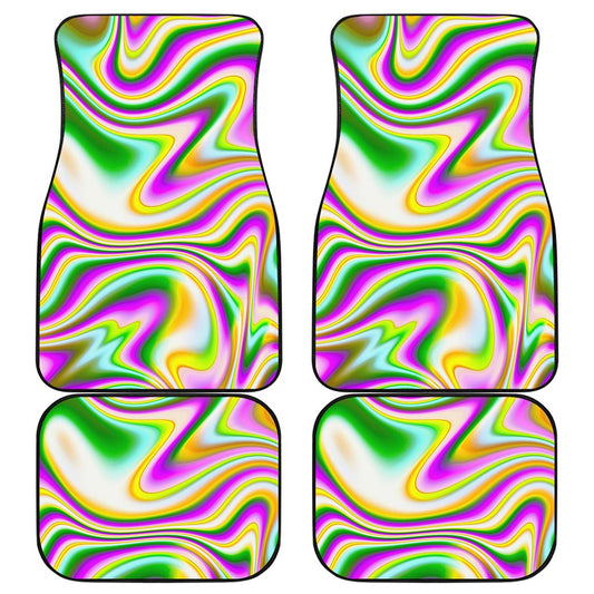 Abstract Holographic Liquid Trippy Print Front and Back Car Floor Mats