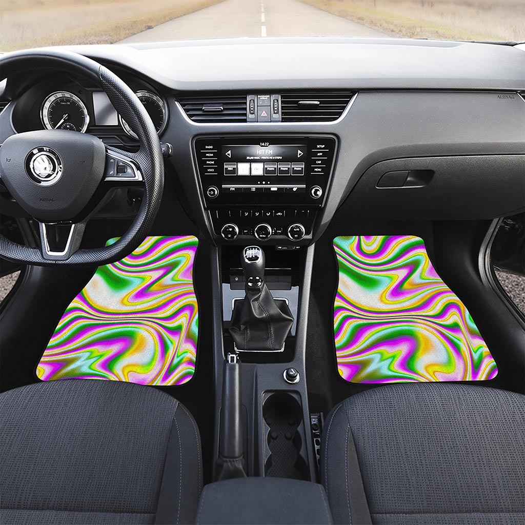 Abstract Holographic Liquid Trippy Print Front and Back Car Floor Mats