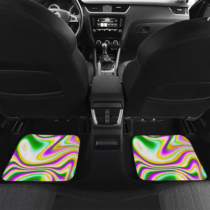 Abstract Holographic Liquid Trippy Print Front and Back Car Floor Mats
