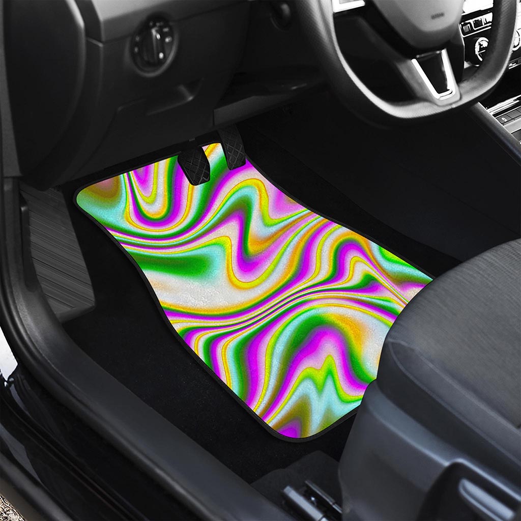 Abstract Holographic Liquid Trippy Print Front and Back Car Floor Mats