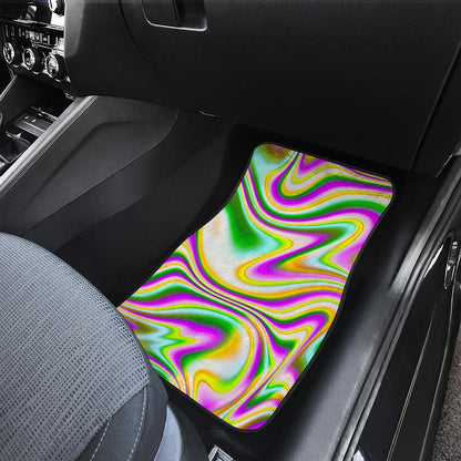 Abstract Holographic Liquid Trippy Print Front and Back Car Floor Mats