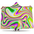 Abstract Holographic Liquid Trippy Print Hooded Blanket