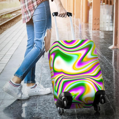 Abstract Holographic Liquid Trippy Print Luggage Cover GearFrost
