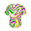 Abstract Holographic Liquid Trippy Print Men's Baseball Jersey
