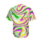 Abstract Holographic Liquid Trippy Print Men's Baseball Jersey