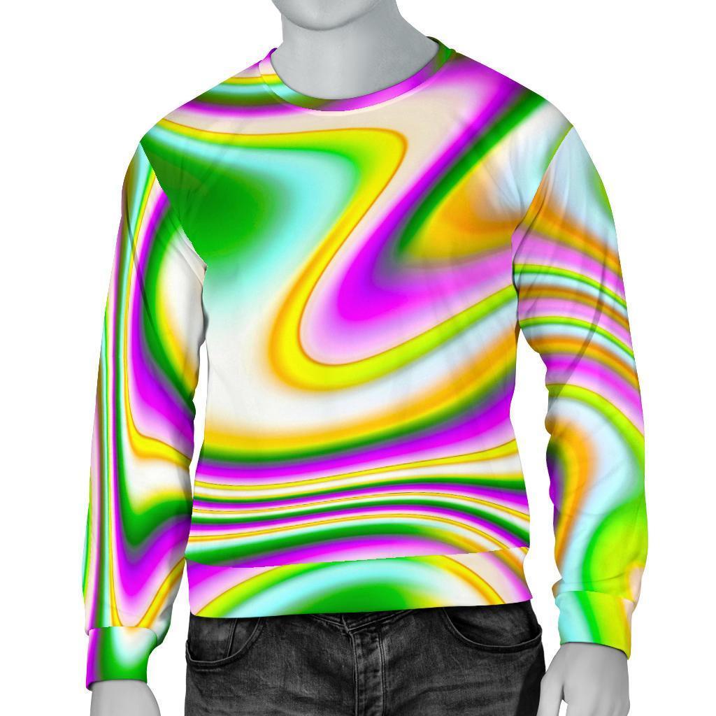 Abstract Holographic Liquid Trippy Print Men's Crewneck Sweatshirt GearFrost
