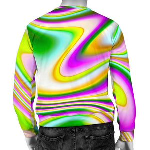 Abstract Holographic Liquid Trippy Print Men's Crewneck Sweatshirt GearFrost