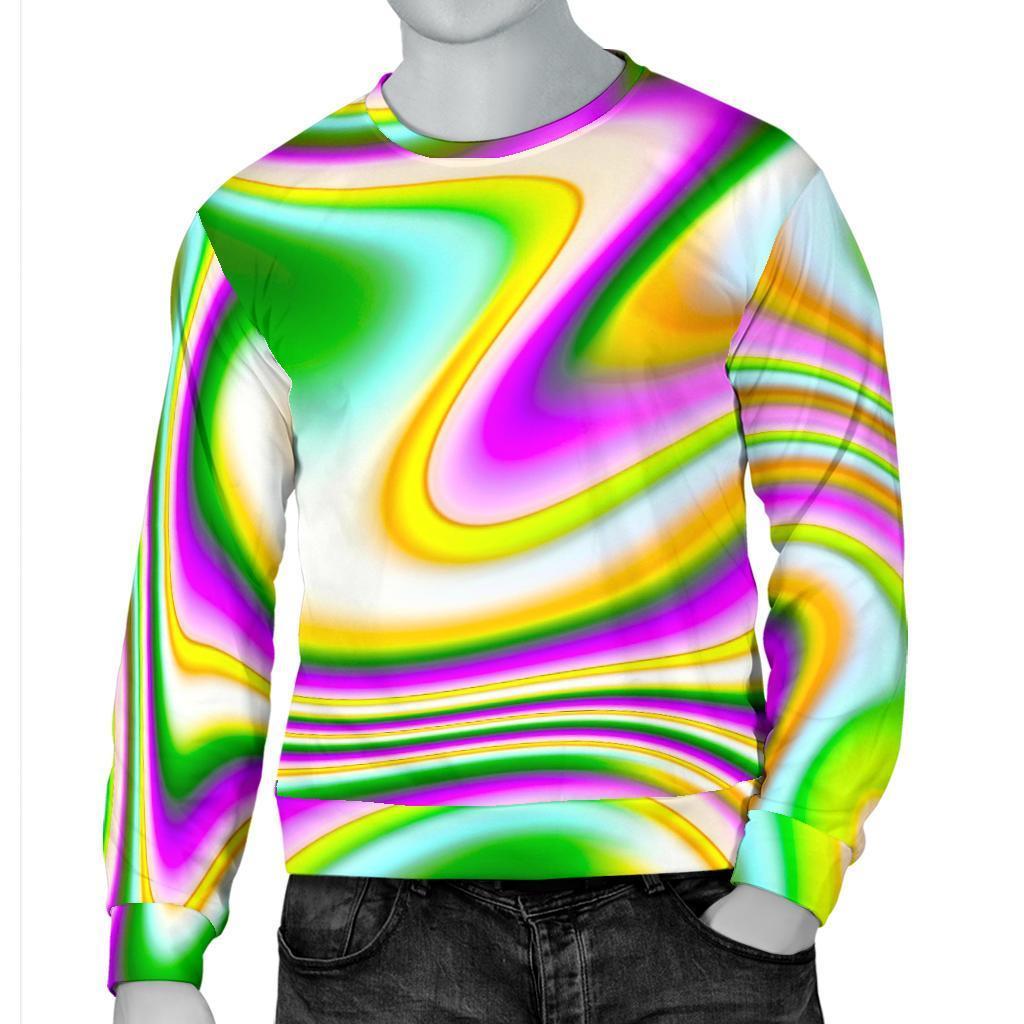 Abstract Holographic Liquid Trippy Print Men's Crewneck Sweatshirt GearFrost