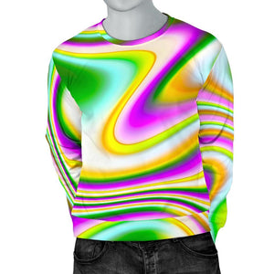 Abstract Holographic Liquid Trippy Print Men's Crewneck Sweatshirt GearFrost