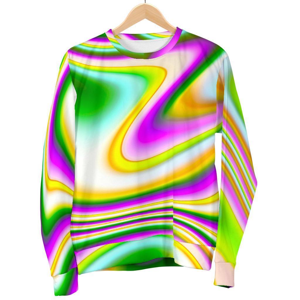 Abstract Holographic Liquid Trippy Print Men's Crewneck Sweatshirt GearFrost
